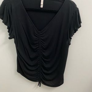Clinched Tee With Ruffle Sleeves
